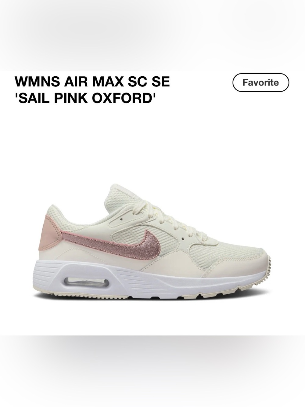 Nike Women's Casual Sneaker in Cream with Pink Metallic Swoosh